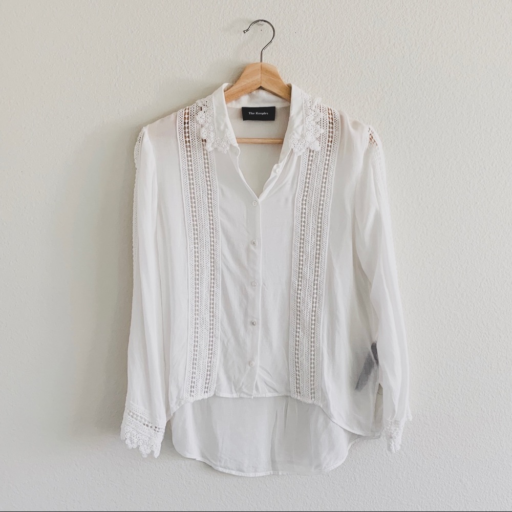 The Kooples lace detail openwork shirt
